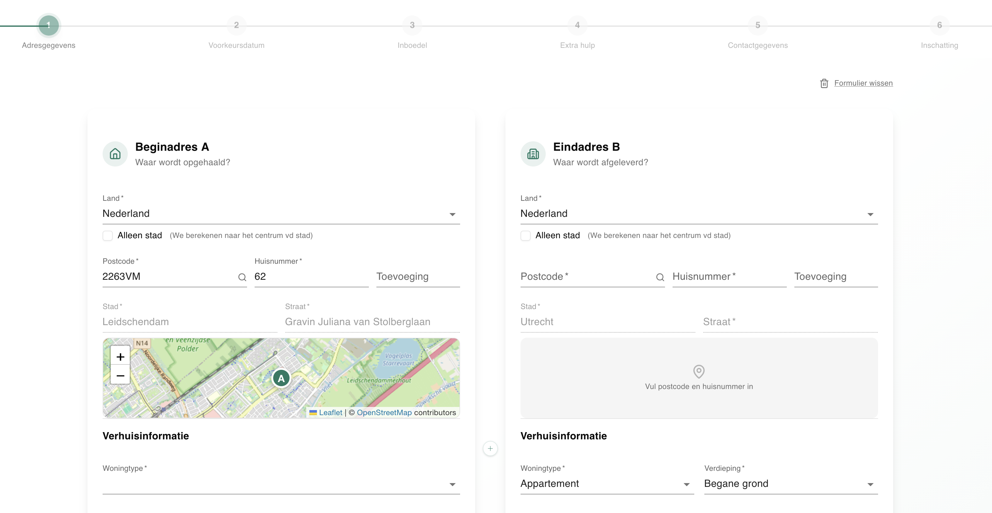 M3 Calculator intake en adressen scherm